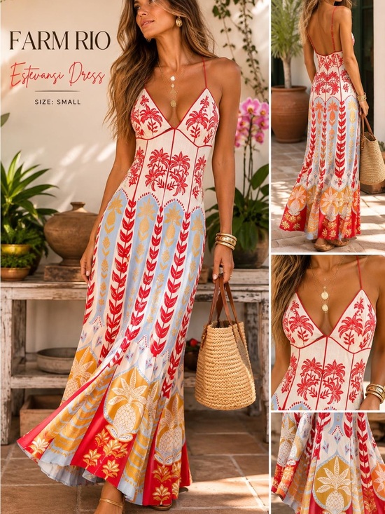 FARM Rio Dresses & Skirts - Tommy Bahama Red, White & Yellow Printed Maxi Dress